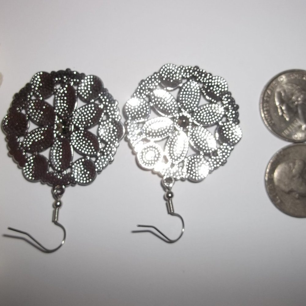 Boho Earrings Silver and Yellow Flower Floral Bohemian Style Set Drop Pair A477 - Picture 4 of 5